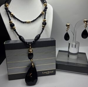 Louis Feraud Black and Gold Jewelry Set
